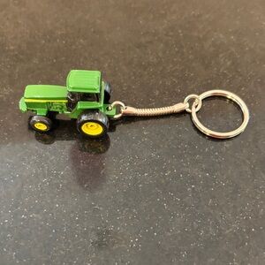 Vintage John Deere Green and Yellow Tractor Keychain